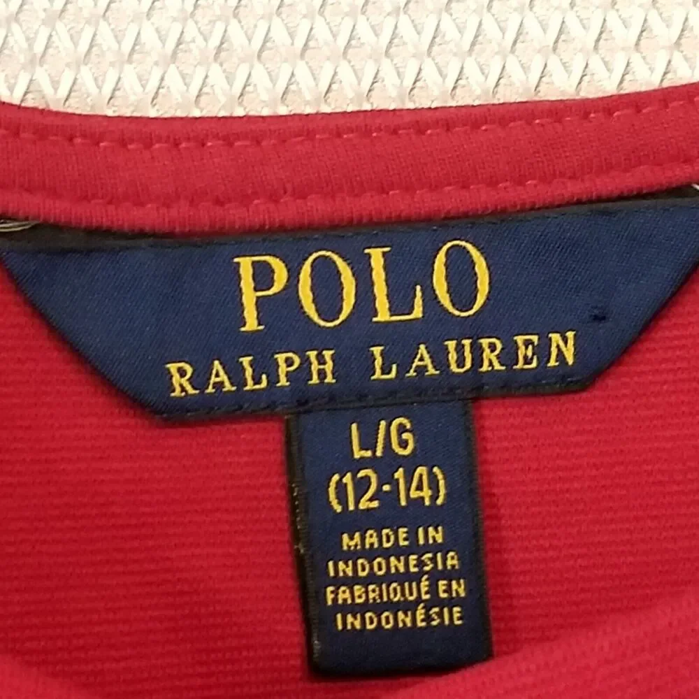 Polo Ralph Lauren Girls Youth L Dress Black Red Long Sleeve Full Skirt Preppy